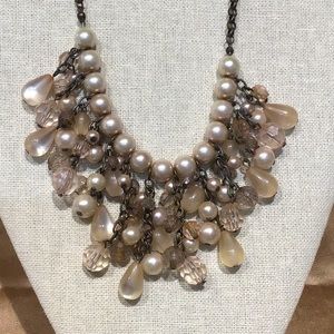 Beaded amber/bronze necklace